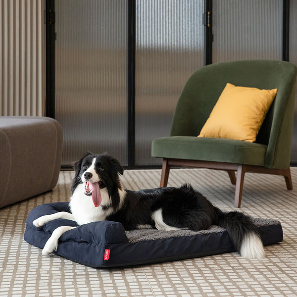 Luxury Chaise Faux Fur & Suede L-Shaped Orthopedic Dog Bed - FUNNYFUZZY