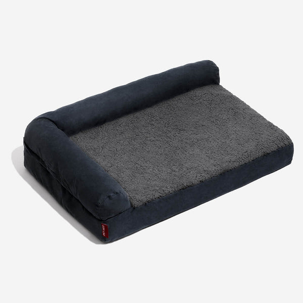 Luxury Chaise Faux Fur & Suede L-Shaped Orthopedic Dog Bed - FUNNYFUZZY