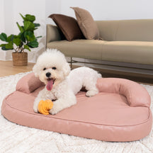 Luxuriöses Leathaire-Sofa, kratzfestes orthopädisches Hundebett