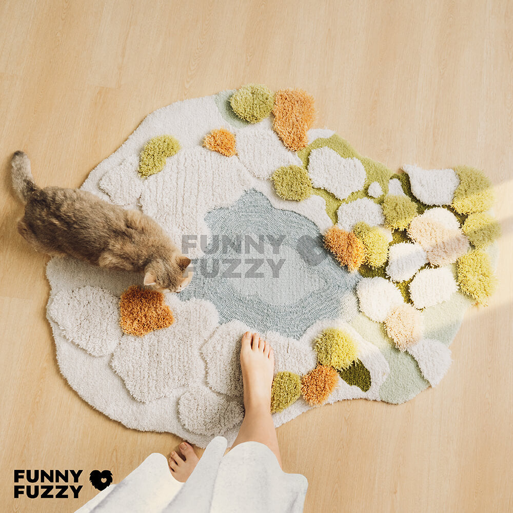 Funny Fuzzy Tapis For Animaux De Compagnie, Funnyfuzzy Couleur Crème Grand  Plaid Carré Tapis For Animaux