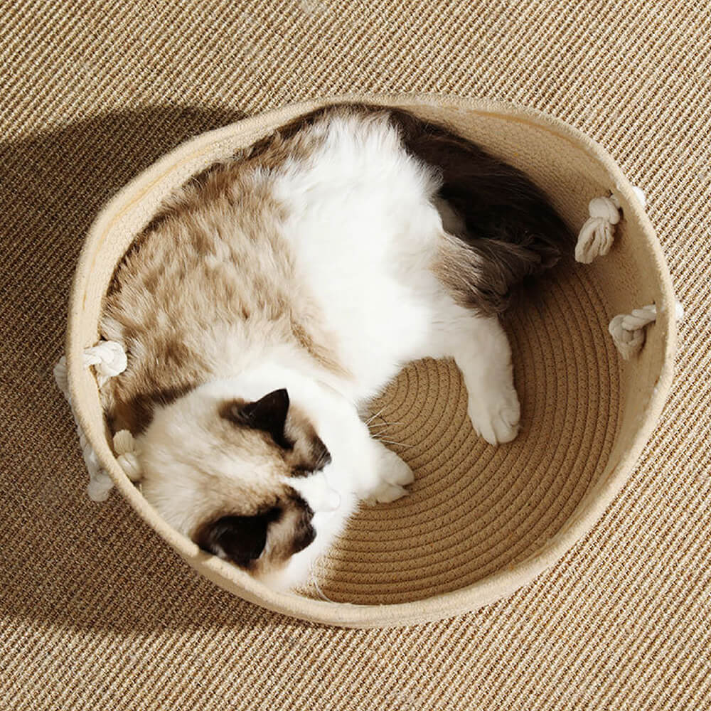 Strapazierfähiges handgefertigtes Wiege-Katzenbett aus Stroh
