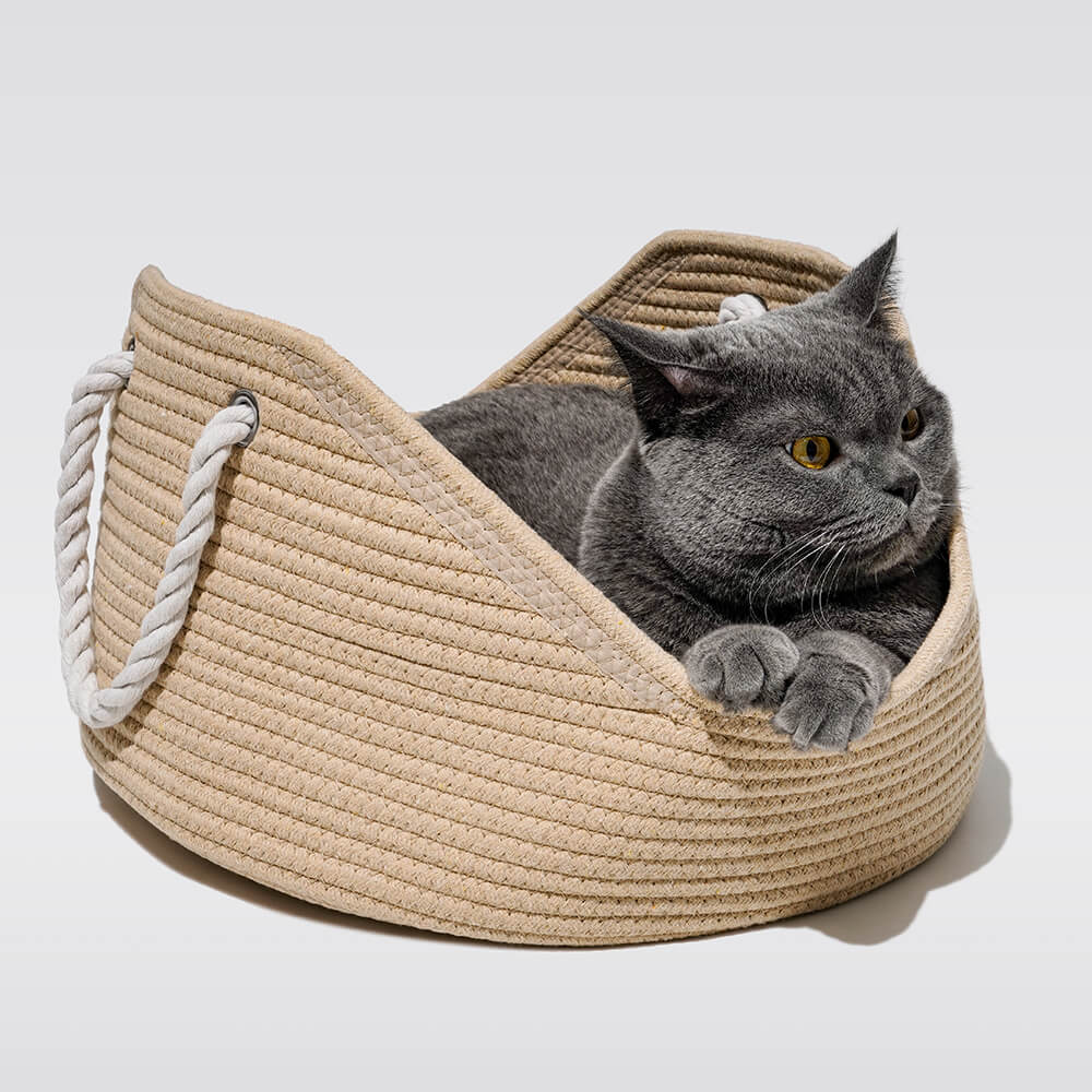 Straw Durable Handmade Cradle Pet Wicker Cat Bed