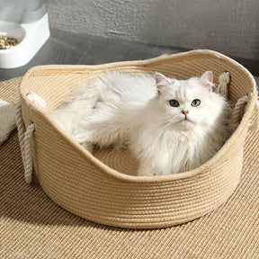 Strapazierfähiges handgefertigtes Wiege-Katzenbett aus Stroh