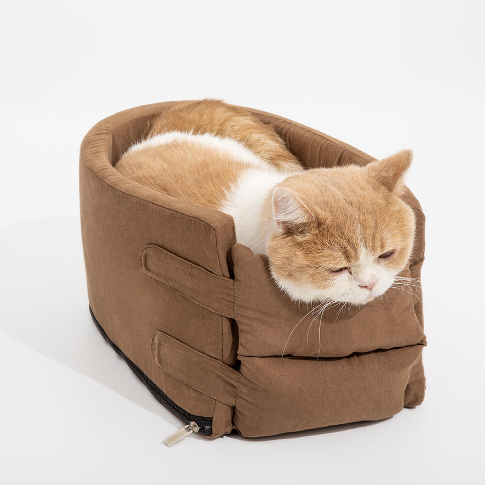 Wildleder-Autositz für Haustiere mit ovaler Lookout-Konsole