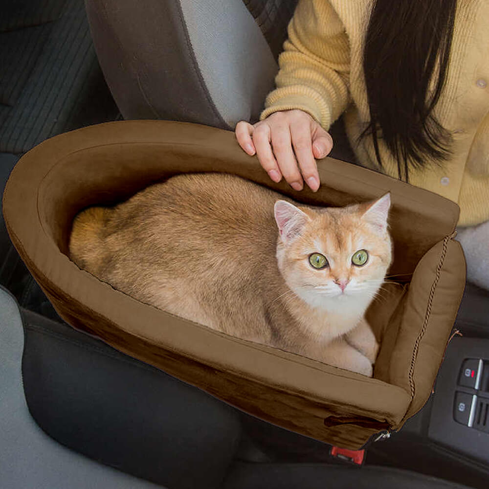 Wildleder-Autositz für Haustiere mit ovaler Lookout-Konsole
