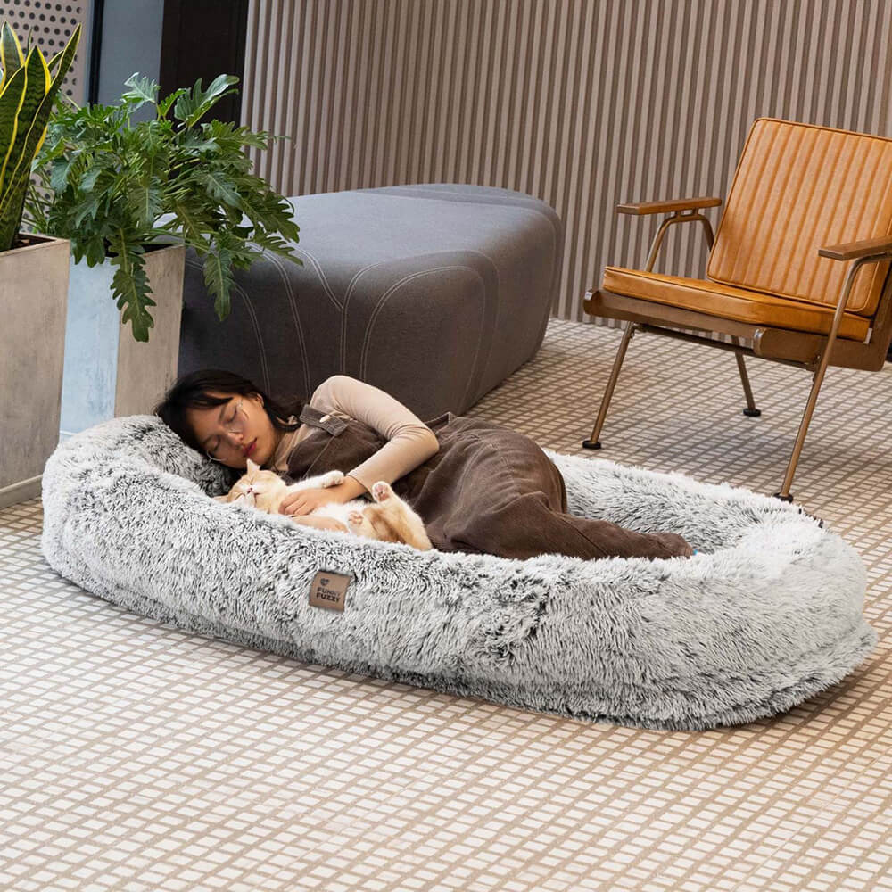 Lit de chien humain super grand de luxe avec couverture super douce pour animal de compagnie