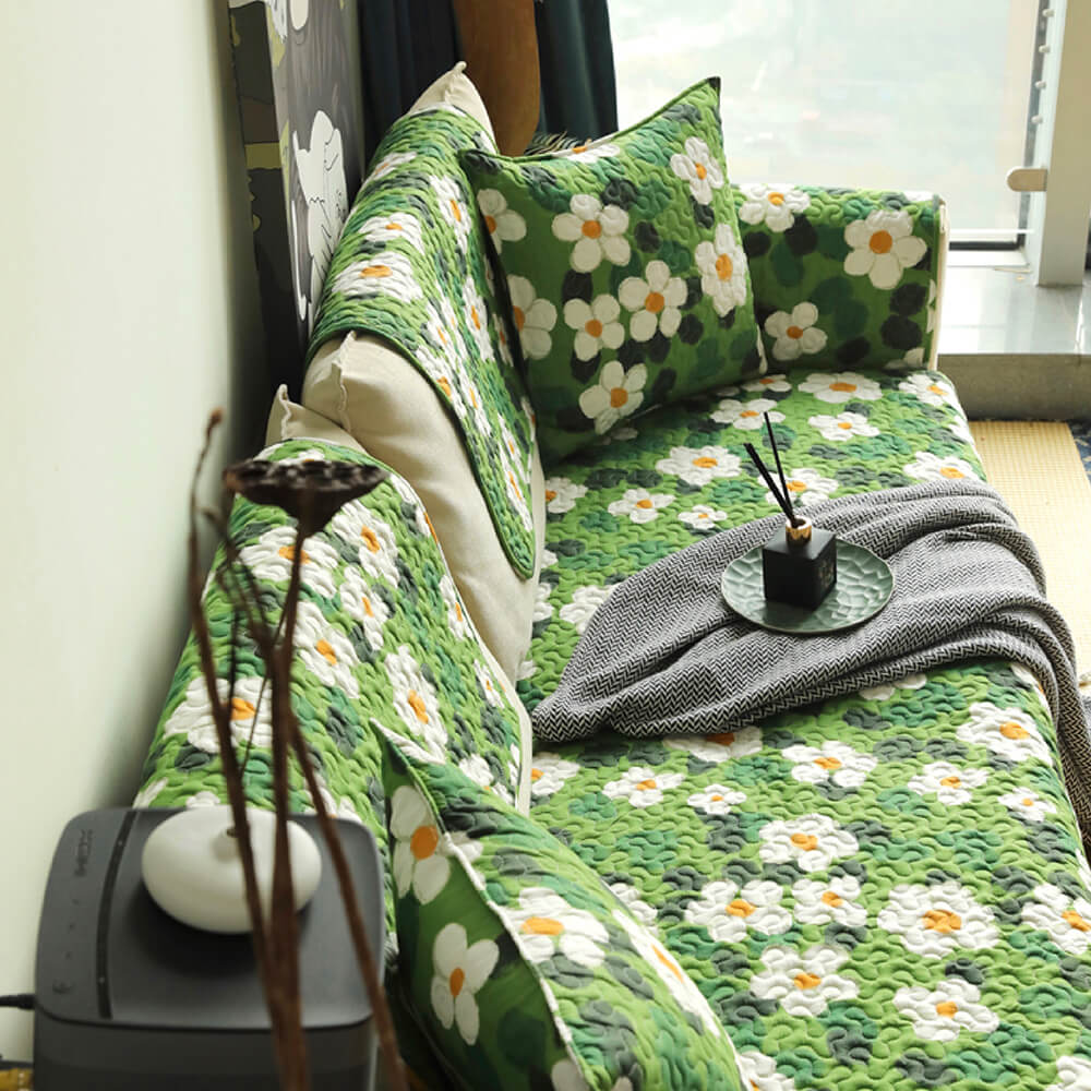 Superweicher, kratzfester Möbelschutz-Couchbezug mit Blumenmuster
