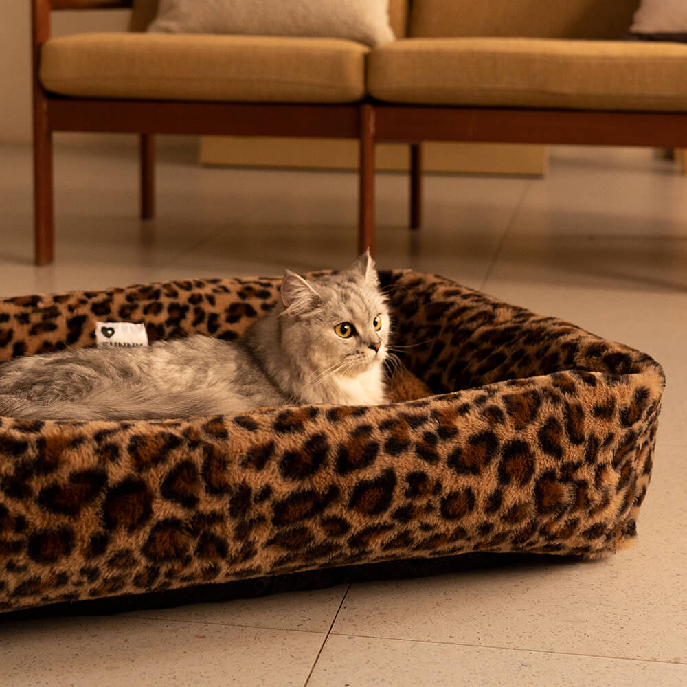 Leopard print dog bed best sale