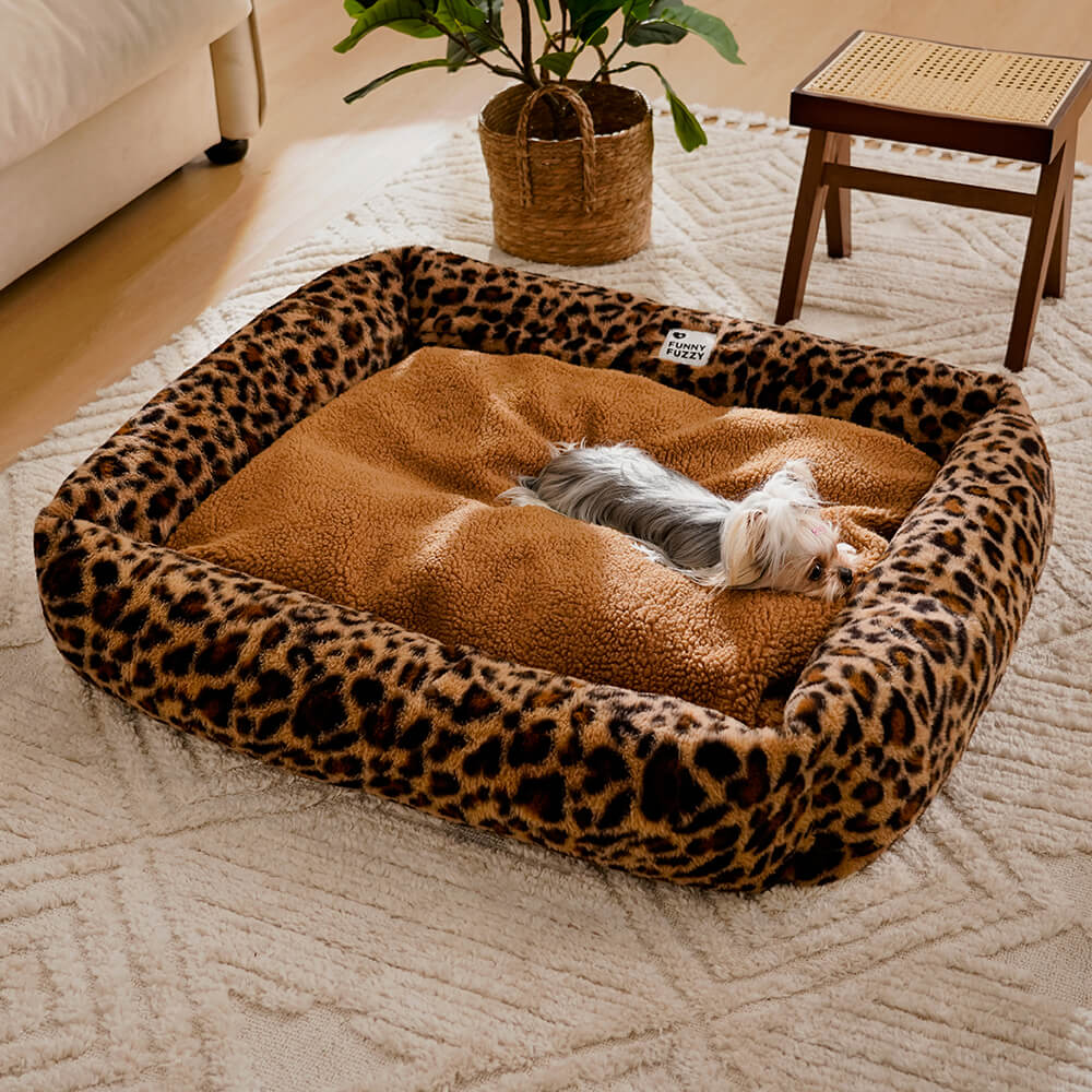 Wildlife Series Cowhide Leopard Print Pet Dog Bed