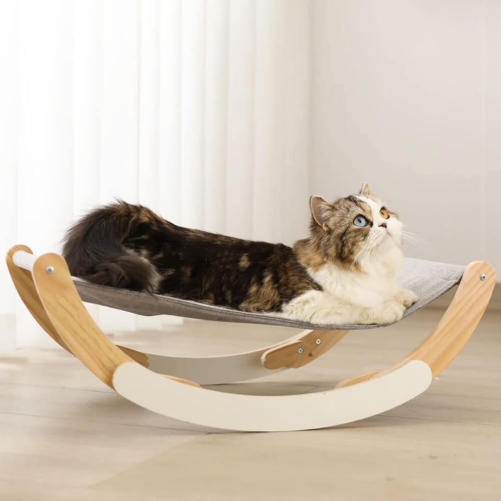 Hölzerner erhöhter Katzen-Hängemattenbett-Schaukelstuhl